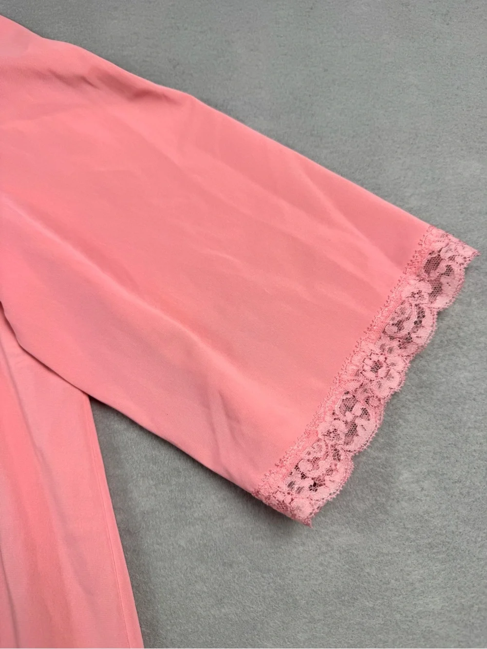 Vintage Shadowline Nightgown Robe Set Pink Lace Medium Silky 70’s Retro Classic